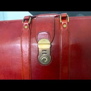 Genuine leather Mancini fish mouth briefcase